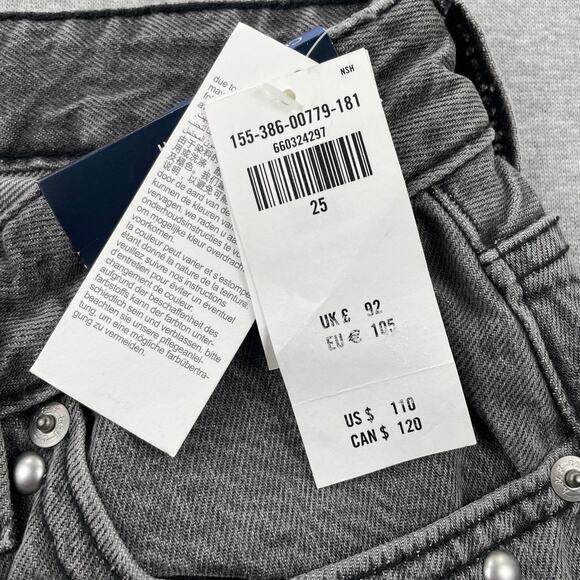 Abercrombie & Fitch High Rise Loose Jeans Womens 25 Curve Love Gray Studded NWT - Picture 6 of 16